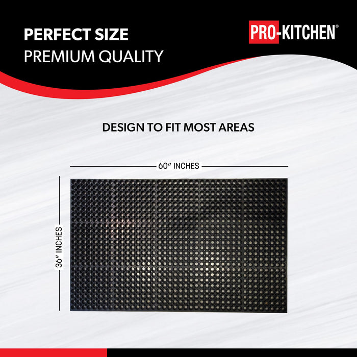 Pro-Kitchen - Black Rubber Anti-Fatigue Mat Heavy Duty 36
