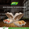 Eco-Craze - Taco - Bagasse Hinged Container - 2 COMPARTMENT