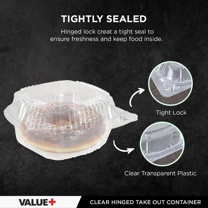 Value+ - Dual Lock - 5in Clear Hinged Containers -Ã‚Â CV551