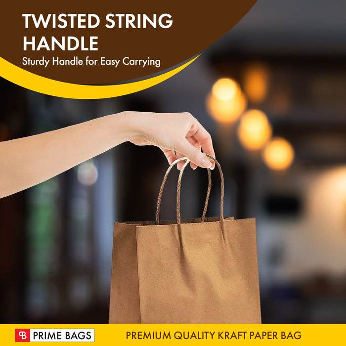 Prime Bags - Bella - Self Adhesive Paper Bags with Twisted Handles - 10x5x13
