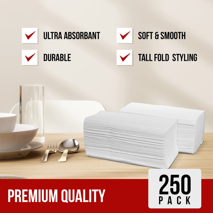 Mayfair - 1 Ply Dinner Napkins 1/8 Fold - White - DNAP01