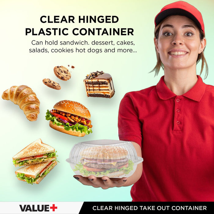 Value+ - Dual Lock - 5in Clear Hinged Containers -Ã‚Â CV551