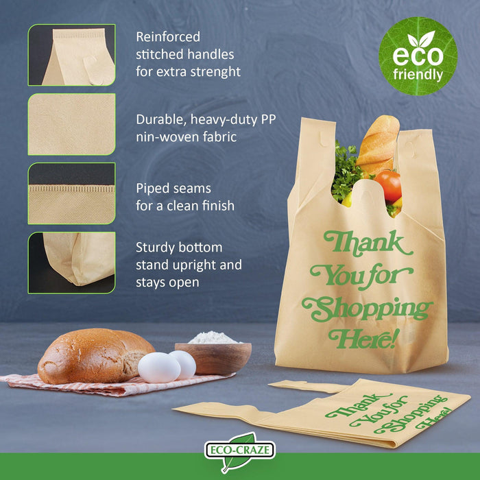 Eco-Craze - 12x8x23 – Thank You - Non Woven Reusable – Shopping Bag