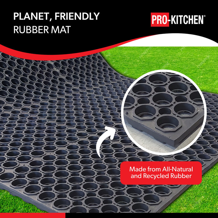 Pro-Kitchen - Black Rubber Anti-Fatigue Mat Heavy Duty 36