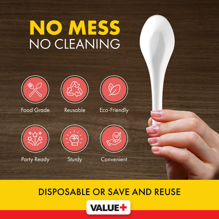 Value+ - Chinese Soup Spoon - White - Retail Pack - RP4008