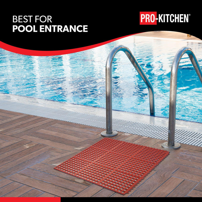 Pro-Kitchen - Red Rubber Mat-Terracotta-Grease Resistant-36