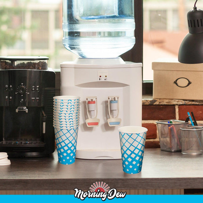 Morning Dew - 16oz Cold Paper Cups - Ice Blue Print - CPC16R