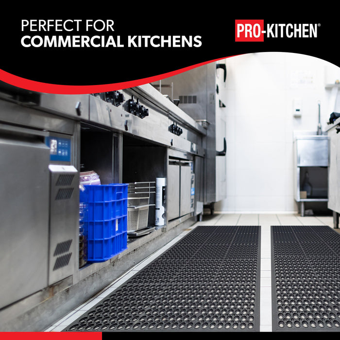 Pro-Kitchen - Black Rubber Anti-Fatigue Mat Heavy Duty 36