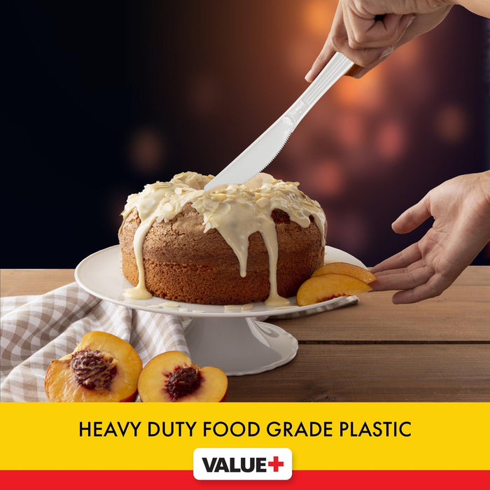 Value+ - Heavy - Plastic Knives - White - Ind. Wrapped - WP2002