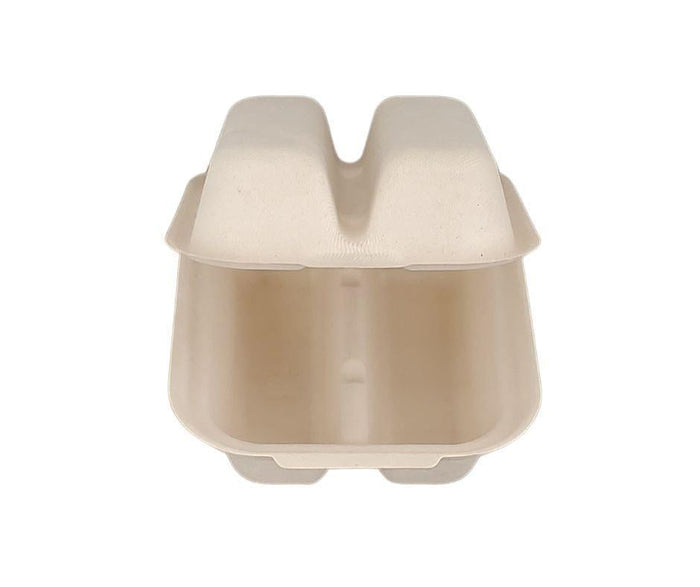 Eco-Craze - Taco - Bagasse Hinged Container - 2 COMPARTMENT