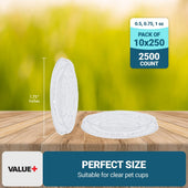 Value+ - 0.5oz-1oz PET Flat Portion Cup Lids - PC100L - 45mm