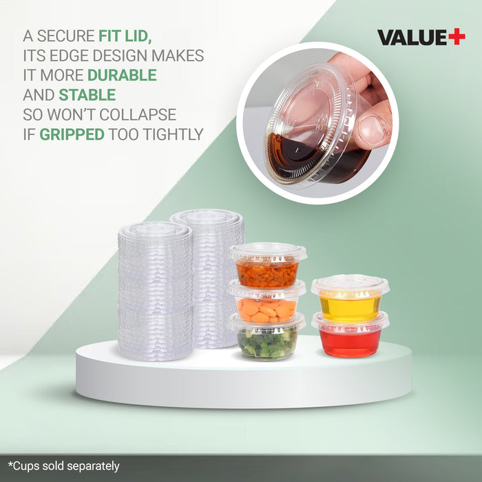 Value+ - 3.25oz-4oz PET Flat Portion Cup Lids - PC400L - 74mm