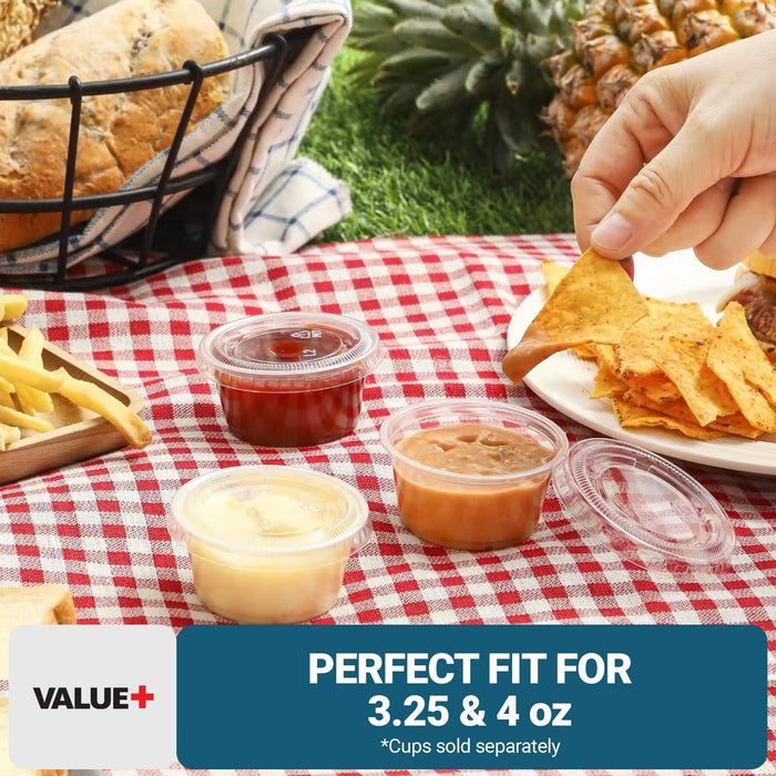 Value+ - 3.25oz-4oz PET Flat Portion Cup Lids - PC400L - 74mm