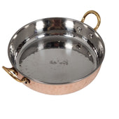 Copper Fry pan SS Hammered No.4 with 2 Gold Handle, 18cm, 800ml