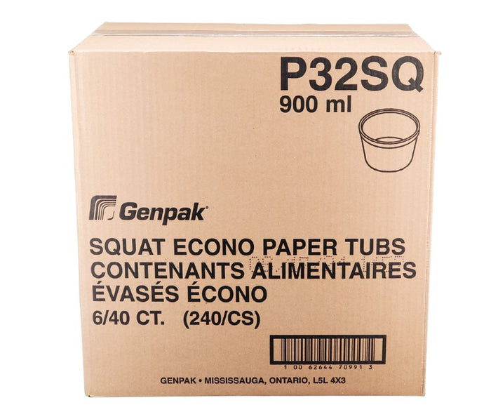 CLR - Genpak - White - 32oz/1000ml Round Food Container