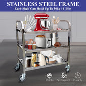 Pro-Kitchen - 85x45x90cm - 3 Shelf Trolley - SS - Medium