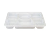 Plastic Tray (Thali) - 6 Compartment - White 20 pk