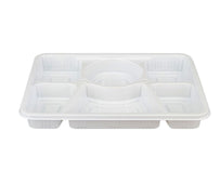 Plastic Tray (Thali) - 6 Compartment - White 20 pk