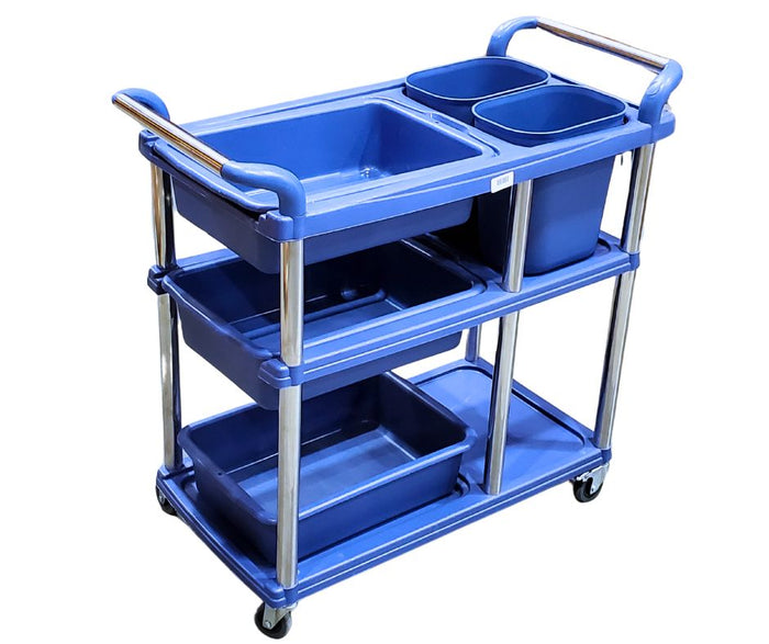 Multi Purpose Plastic Cart w/5 Bins - Blue - 771