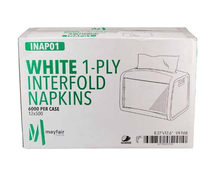 Mayfair - 1 ply Interfold Napkins 1/4 Fold - White - INAP01