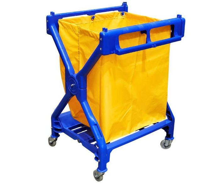 X-Frame - Laundry Cart - Blue Plastic Frame - Yellow Plastic Bag - Y1508