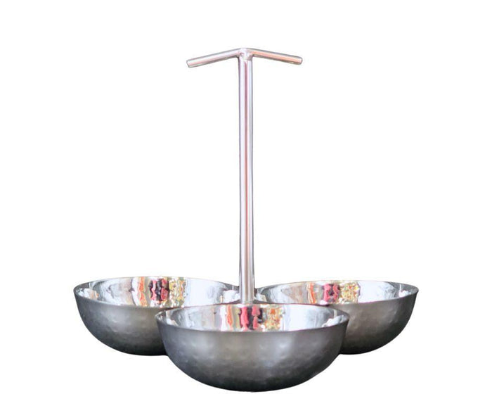 Chutney Serving Tray SS - 3 Comp - Shallow