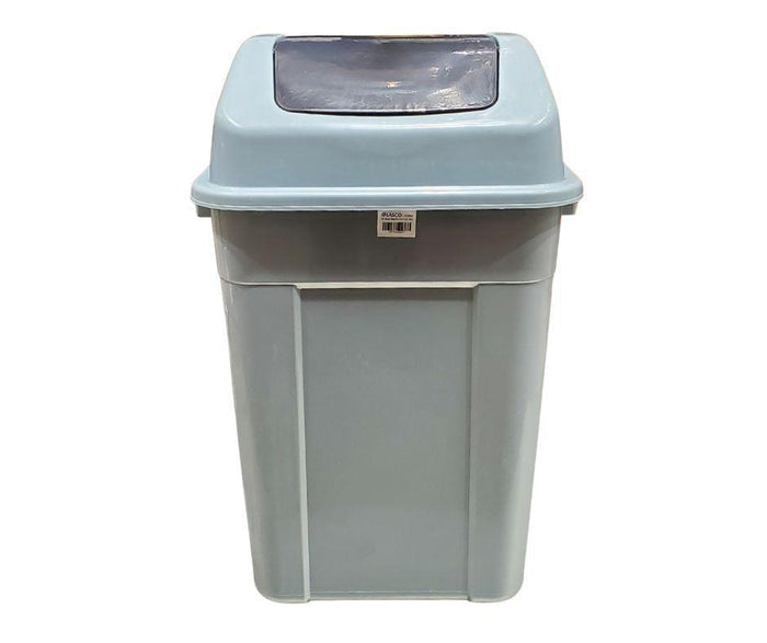 50L Square Waste Bin w/Push Lid - Grey