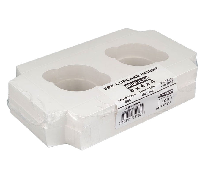 EB - 8 x 4 x 4 - 2 Cupcake Insert - White - 5280I