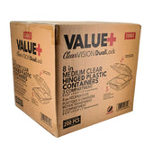 Value+ - Dual Lock - 8 in Medium Clear Hinged Containers - 3 Comp - CV883