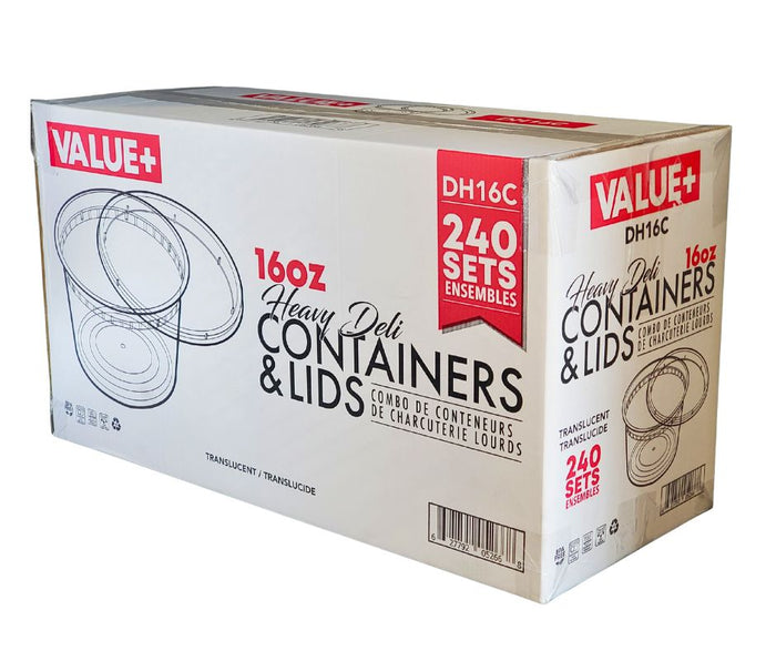 Value+ - 16oz Round Deli Container w/Lids