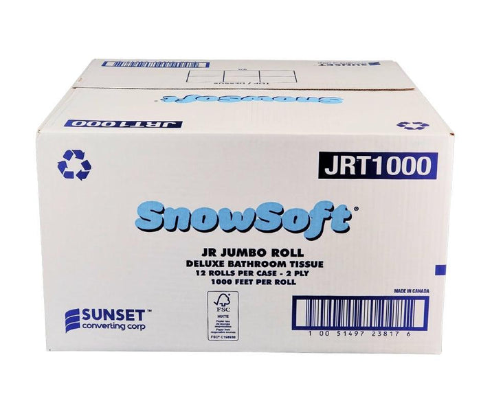 Snow Soft - JRT 2 Ply Bathroom Tissue Roll - 1000' - JRT1000