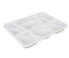 Plastic Tray (Thali) - 6 Compartment - White