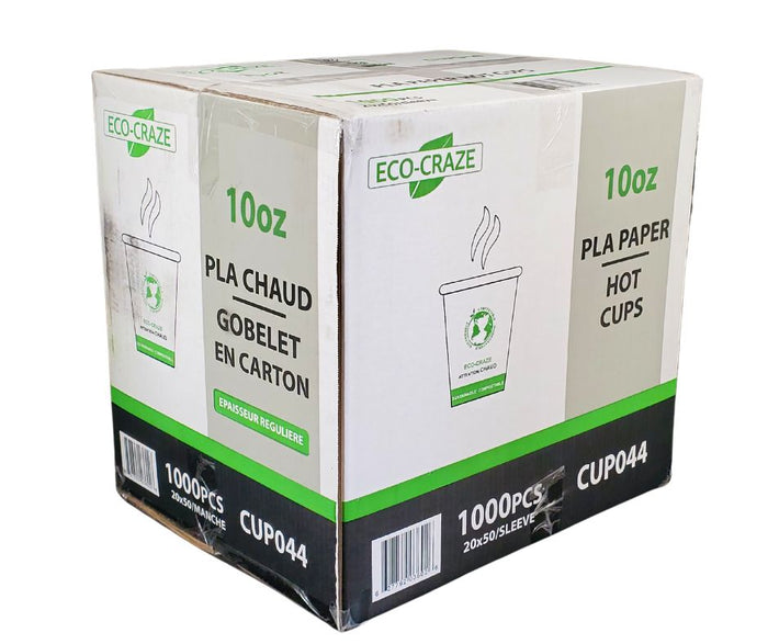 Eco-Craze - 10oz PLA Single Wall Hot Paper Cup