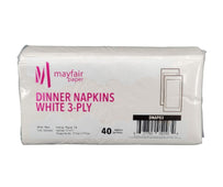 Mayfair - 3 ply Dinner Napkins 1/8 Fold - White - DNAP03