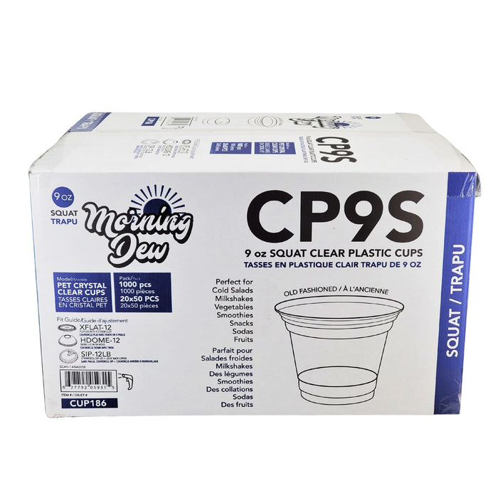 Morning Dew - 9oz Clear Pet Cup SQUAT - 92mm