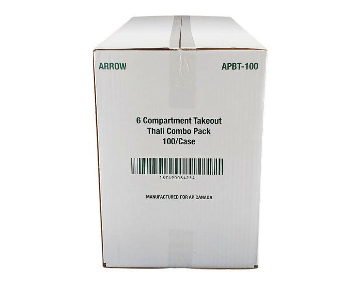 Take Out Tray - 6 Comp. - Combo - Black/White (Thali)