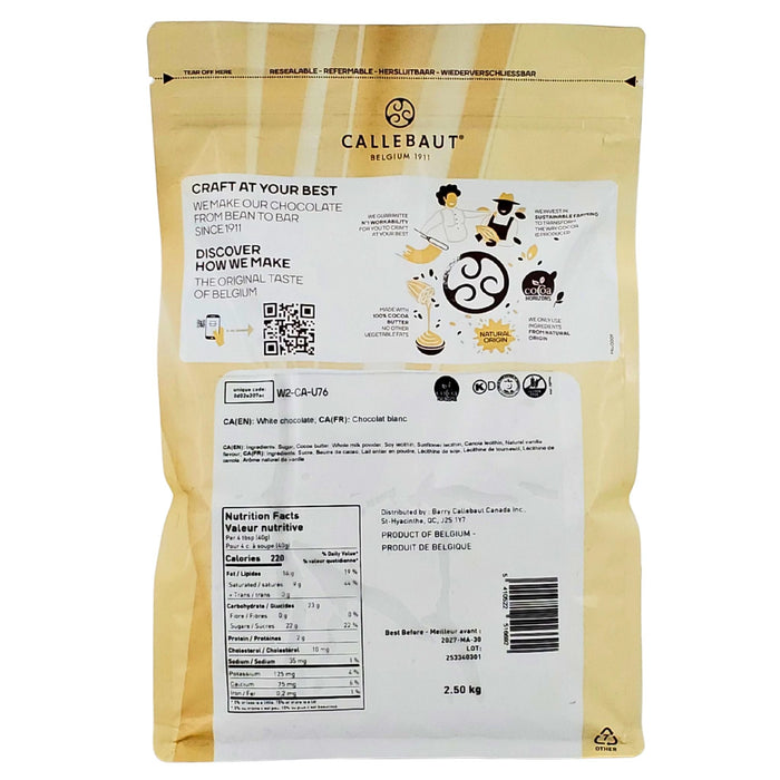 Callebaut White Chocolate Callets, W2