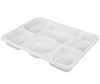 Plastic Tray (Thali) - 6 Compartment - White