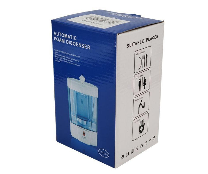 Liquid Soap Dispenser - 700ml - Automatic Sensor - White & Clear - ReQ 4 'AA' Battery