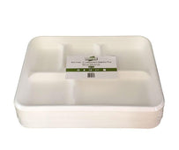 Eco-Craze - 5 Compartment Bagasse Tray (Thali) - Retail Pack
