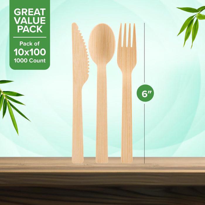 Eco-Craze - Disposable Bamboo 6pcs Cutlery Kit - K/F/S/N/SP NBB-M611