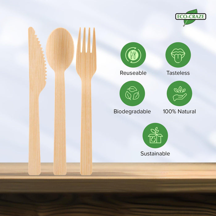 Eco-Craze - Disposable Bamboo 6pcs Cutlery Kit - K/F/S/N/SP NBB-M611