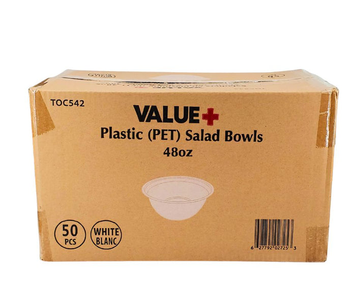 Value+ - 48oz Salad Bowl - PET - White