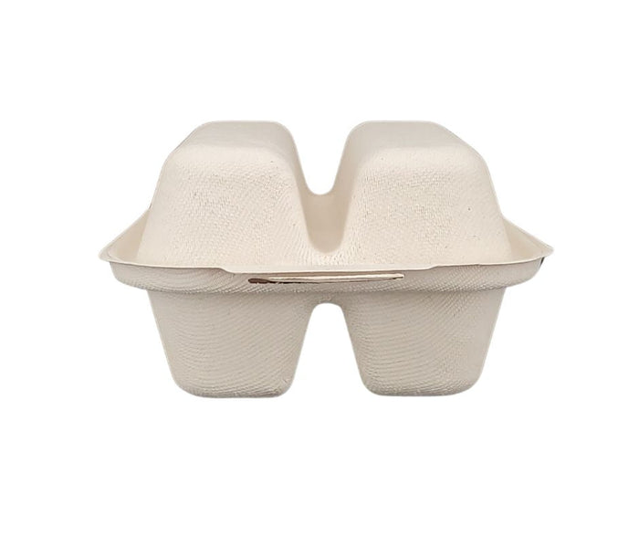 Eco-Craze - Taco - Bagasse Hinged Container - 2 COMPARTMENT