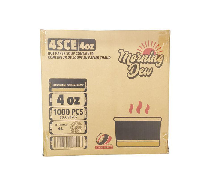 Morning Dew - 4 oz Paper Soup Container - Ebony Print - 4SCE