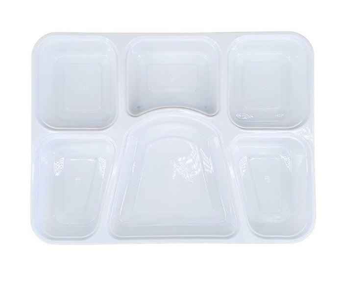 Value+ - 6 Comp Take-Out Thali with Lid - White - PP