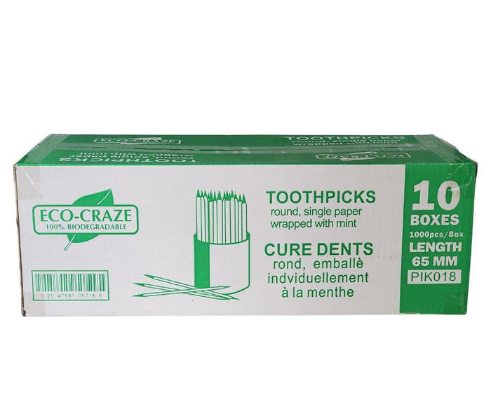 Eco-Craze - Bamboo Toothpick - Mint - Paper Wrap - P2-65M