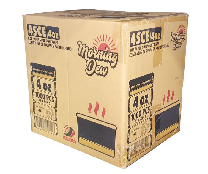 Morning Dew - 4 oz Paper Soup Container - Ebony Print - 4SCE
