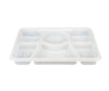 Plastic Tray (Thali) - 6 Compartment - White