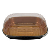 Rhino-Foil - Large (64oz) Black & Gold Foil Cont. w/ Clear Dome Lid